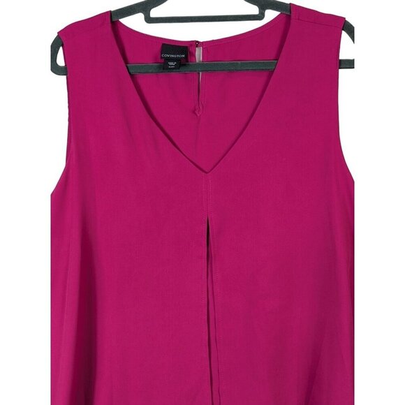 Covington Women size XL Sleeveless Shell V Neck Blouse Top Fuchsia Classic Flowy - Picture 2 of 8